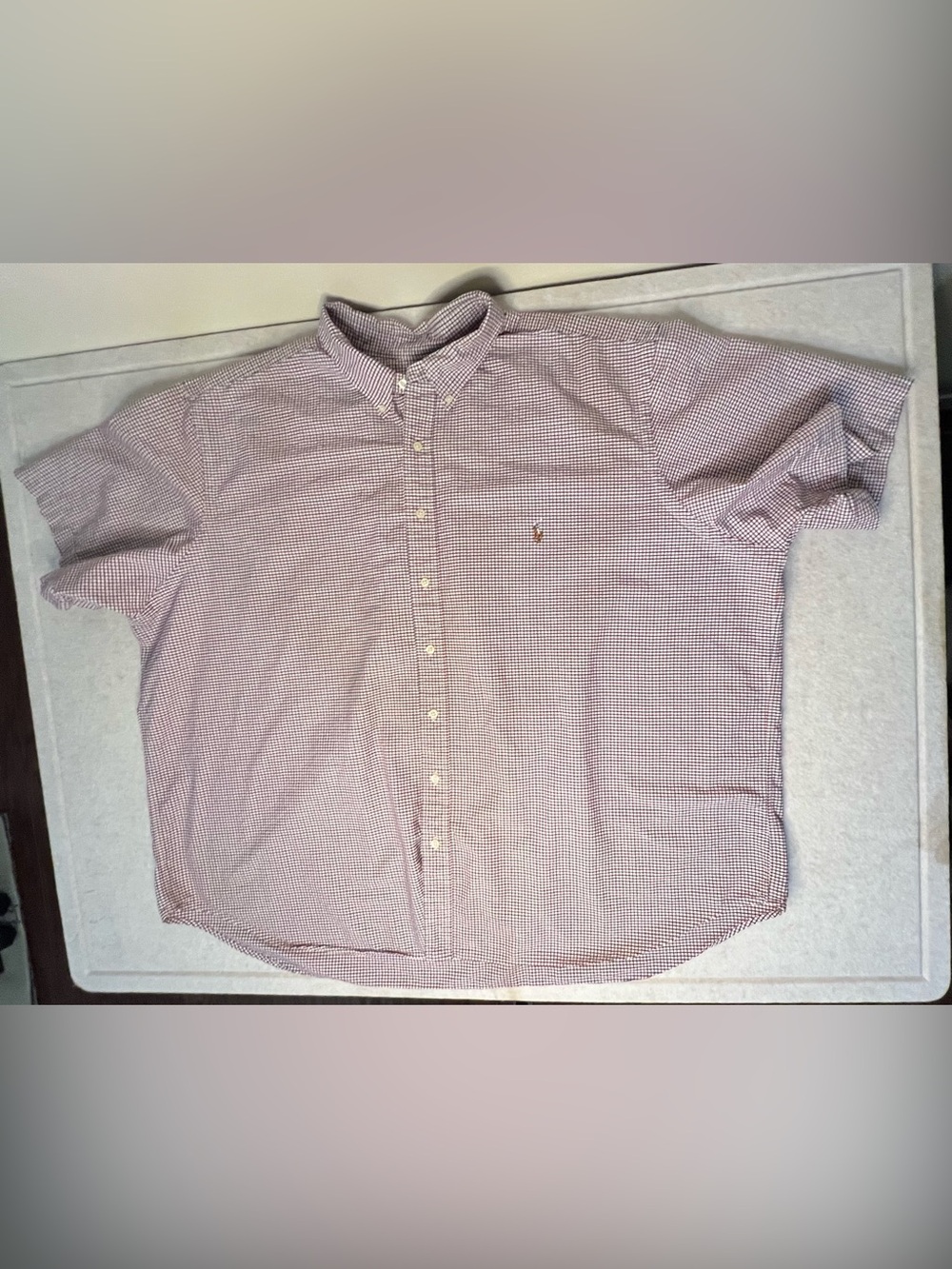 Ralph Lauren Red Blue Gingham Plaid Short Sleeve Button Down Shirt 4XB Big & Tal